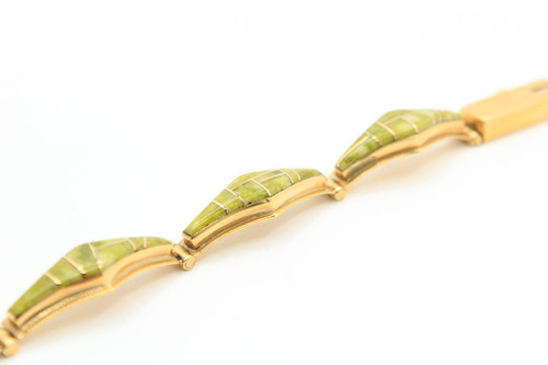14K Gold Gaspeite Link Bracelet SS15746