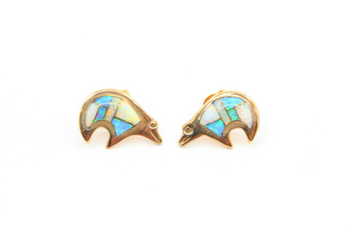 14K Gold White & Blue Earrings 072724