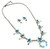 Sterling Silver Turquoise Cluster Squash Necklace and Earring 101425