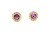 14K Yellow Gold Pink Sapphire Halo Stud Earrings 090126