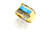 Gold Ring with Rectangular Turquoise and Accent Rows 090926