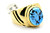 Gold Ring with Oval Blue Turquoise Bezel 090926
