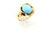 Gold Ring with Oval Turquoise in Twist Bezel 090926