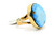 Gold Ring with Large Flat Oval Turquoise 090926