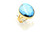 Gold Ring with Large Flat Oval Turquoise 090926