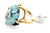 Gold Ring with Teardrop Matrix Turquoise 090926