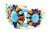 Roie Jaque Multicolor Turquoise Three-Rosette Cuff 100226