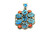 Roie Jaque Blue Kingman Turquoise and Coral Cluster Pendant 100426