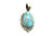 Roie Jaque Blue Turquoise Pyrite Blossom Pendant 100426