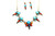 Roie Jaque Sky Blue Turquoise & Coral Row Necklace & Earrings Set 100426