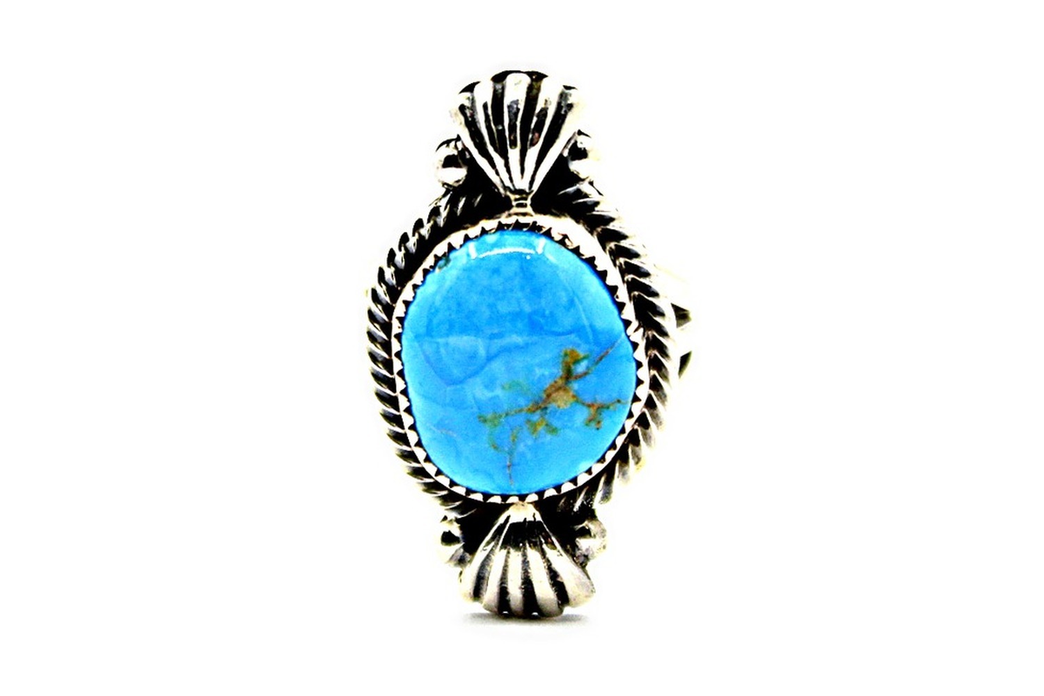 Sky-blue Kingman turquoise ring by Roie Jaque