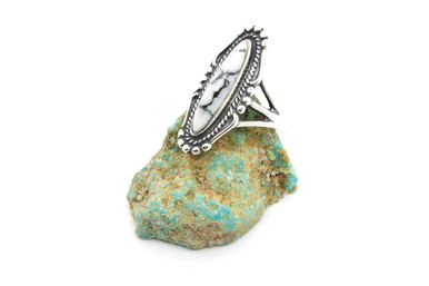 White Turquoise Ring 41920- southwest jewelry- silver star jewelry