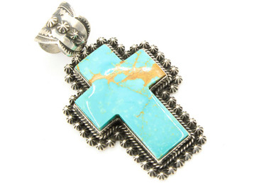 TaxEvasion ルーズアクセサリー Large Royston Turquoise Cross Pendant | Silver Star Jewelry