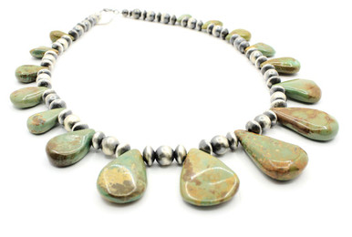 Green Turquoise Navajo Pearl Necklace | Silver Star Jewelry