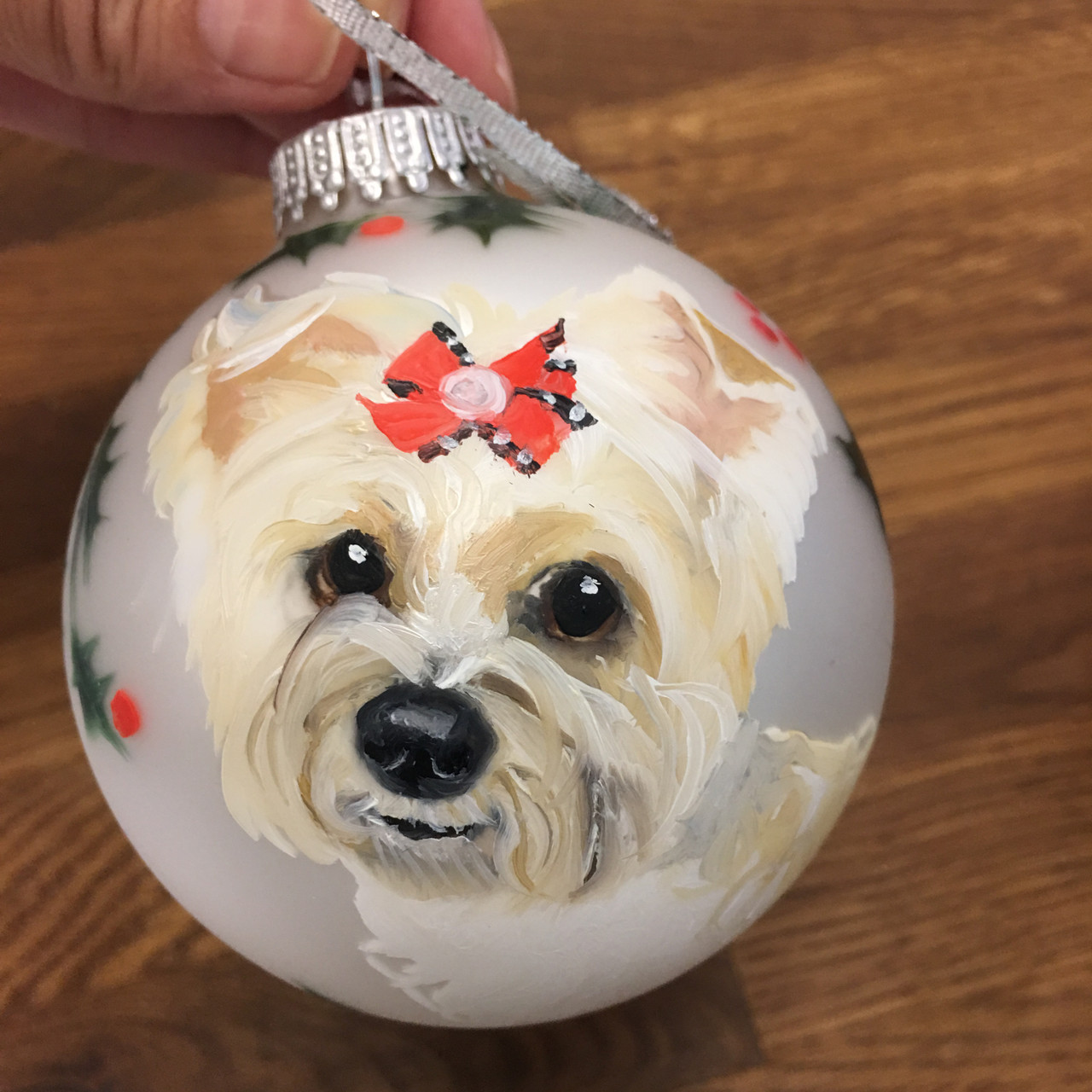 Hand-painted Dog and Cat Holiday Ornament Balls at