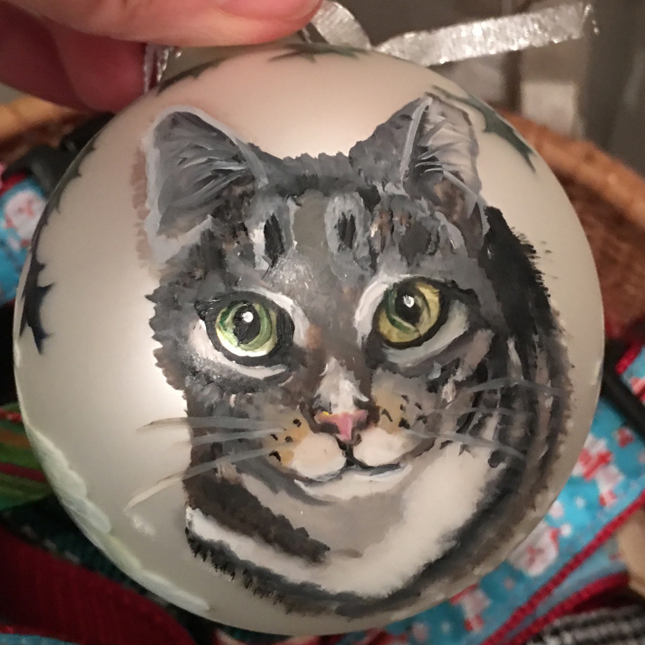 Hand-painted Dog and Cat Holiday Ornament Balls at PawsPetBoutique