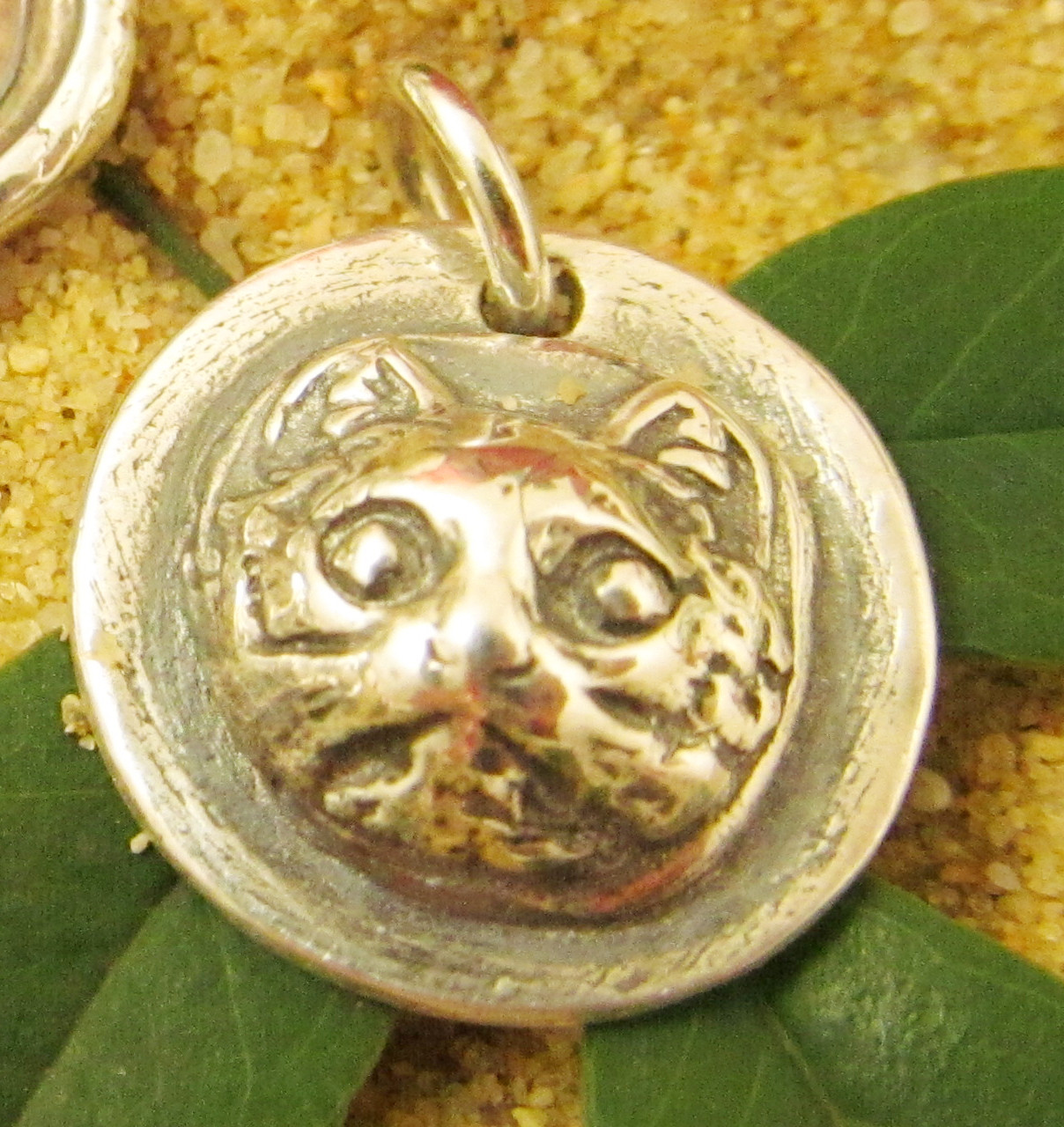 Antique Wax Seal Silver Cat Charms