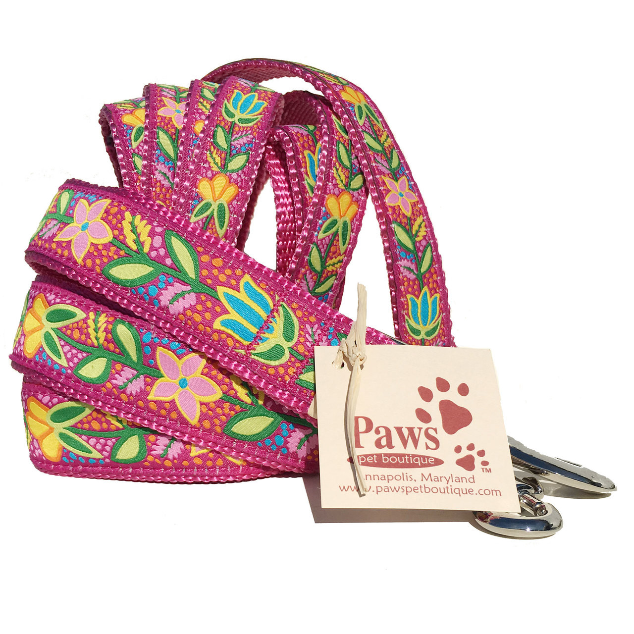 Bold Pink Flower Dog Collar Designer Pink Dog Collars