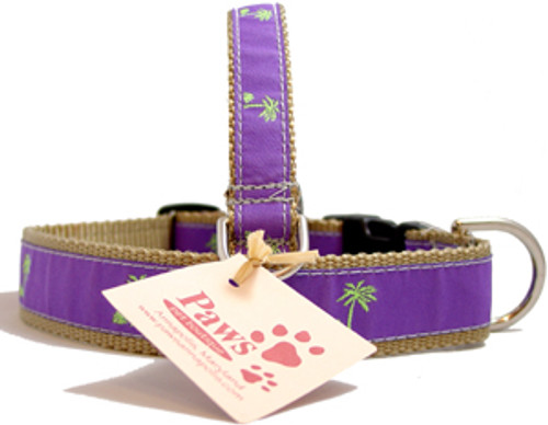 Green (on Purple) Palm Tree Dog Collars