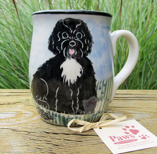 Hand-painted Portuguese Water Dog Mug