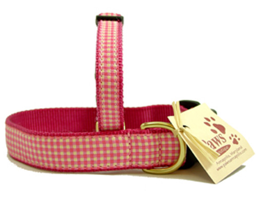 Pink Gingham Dog Collars are proudly made in USA