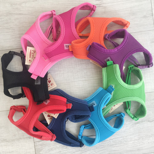 Soft Mesh Dog Harnesses in a variety of colors.