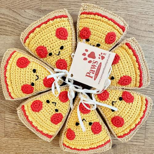 Knit Pizza Slice Dog Toys