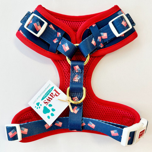 American Flag Dog Harness with Double Adjustment