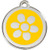 Sunny Yellow Enamel Surrounds the Stainless Steel Flower on our Collar Tags