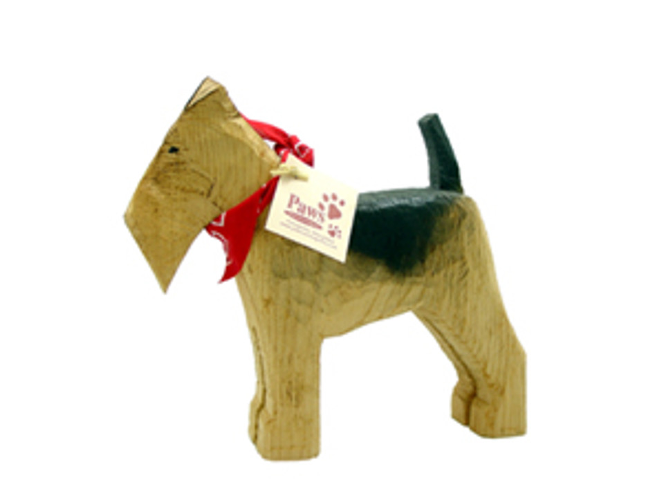 Carved Wooden Airedales - Paws pet boutique