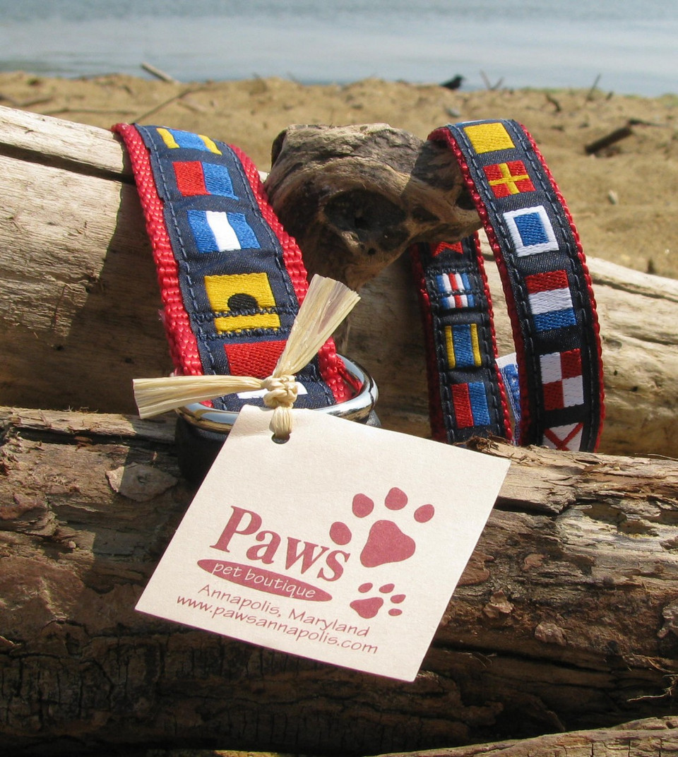 Nautical Flag Dog Collars Made in USA Classic Boat Collars