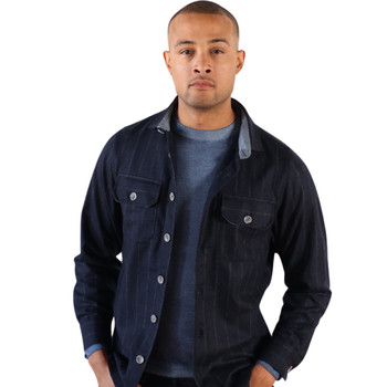 Wool Pinstripe Shirt Jacket