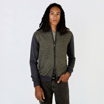 Man wearing a full zip sweater