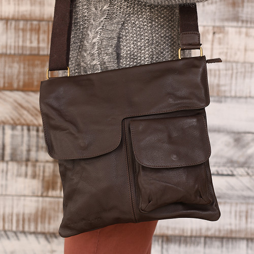 Men & Women’s hide leather flap crossbody bag – POSTINA22