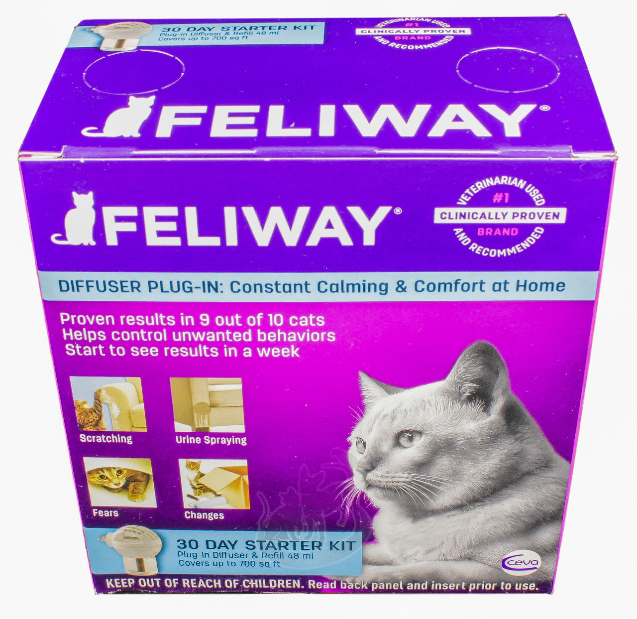 FELIWAY Classic Cat Calming Pheromone Diffuser, 30 Day Starter Kit (48 mL)  : Pet Supplies 