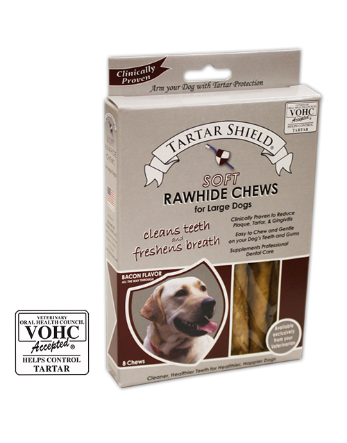 Tartar Shield Soft Rawhide Chews for Large Dogs (8 count) Pet Wish Pros
