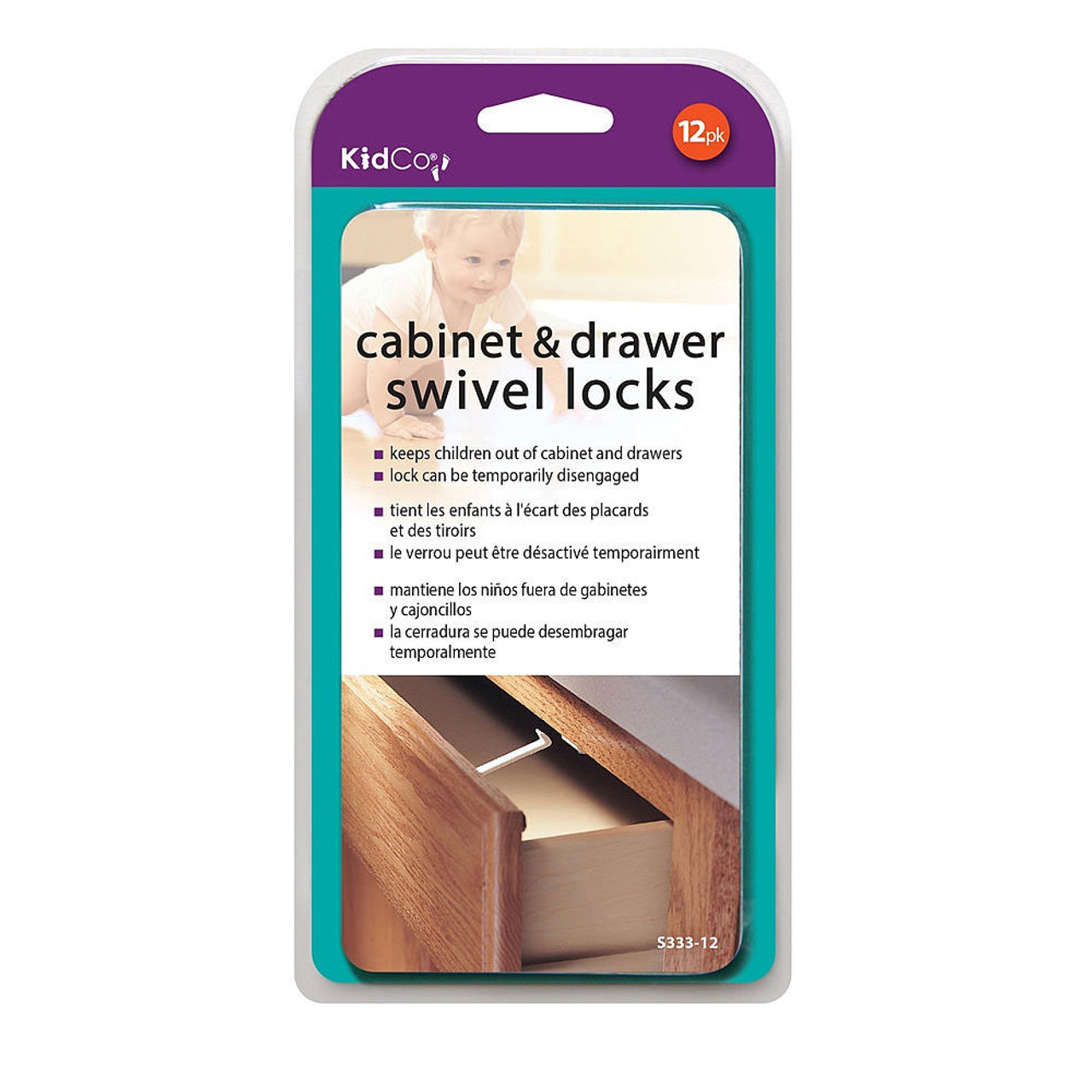 KidCo Cabinet and Drawer Swivel Lock, White - 12 count