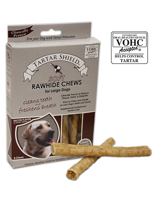 Tartar Shield Soft Rawhide Chews for Large Dogs (8 count)