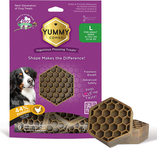 Yummy Combs Dental Treats for Dogs (Large) [9 count]