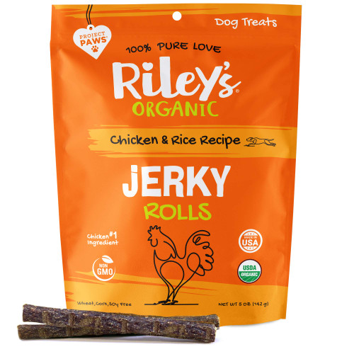 Riley's Organic Jerky Rolls Dog Treats (Chicken & Rice) [5 oz]