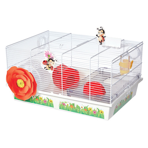 Midwest Critterville Ladybug Hamster Home White, Red 19.5" x 13.8" x 9.8"