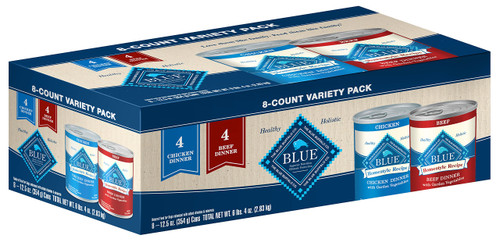 Blue Buffalo Homestyle Recipes Adult Variety Pack Chicken & Beef Dinner Canned Dog Food (8 count)