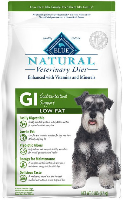 Blue Buffalo Natural Veterinary Diet [Low Fat GI Gastrointestinal Support] for Dogs (6 lbs)