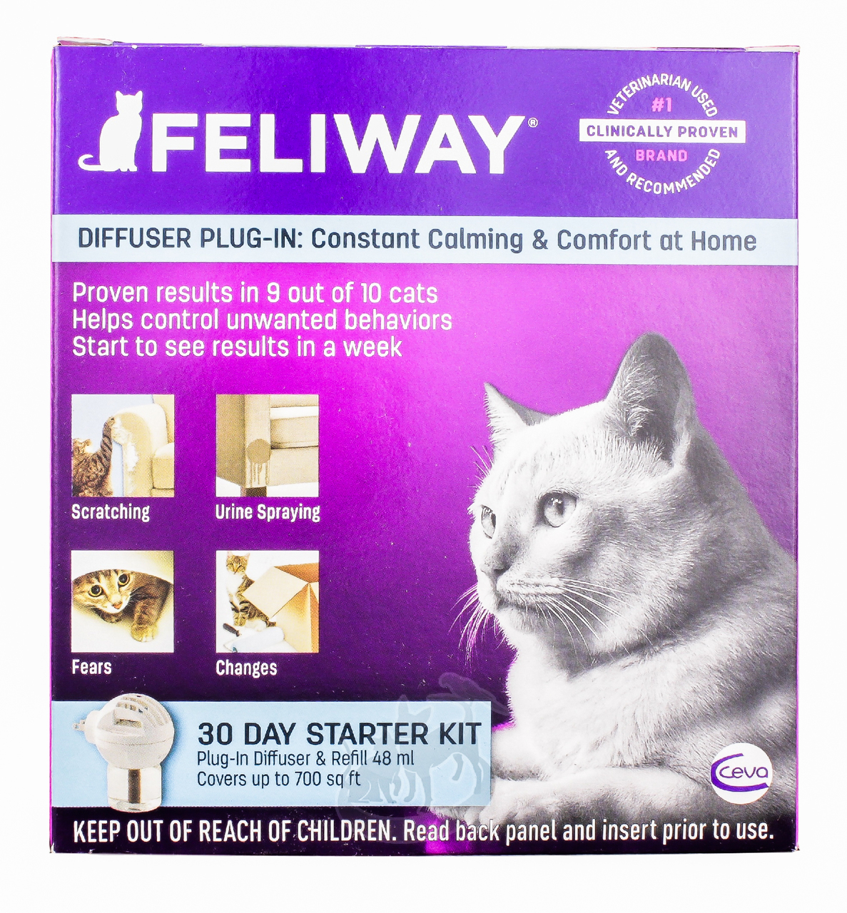 Feliway Classic Cat Calming Plug-In Diffuser 30 Day Kit W/ Refill 48ml