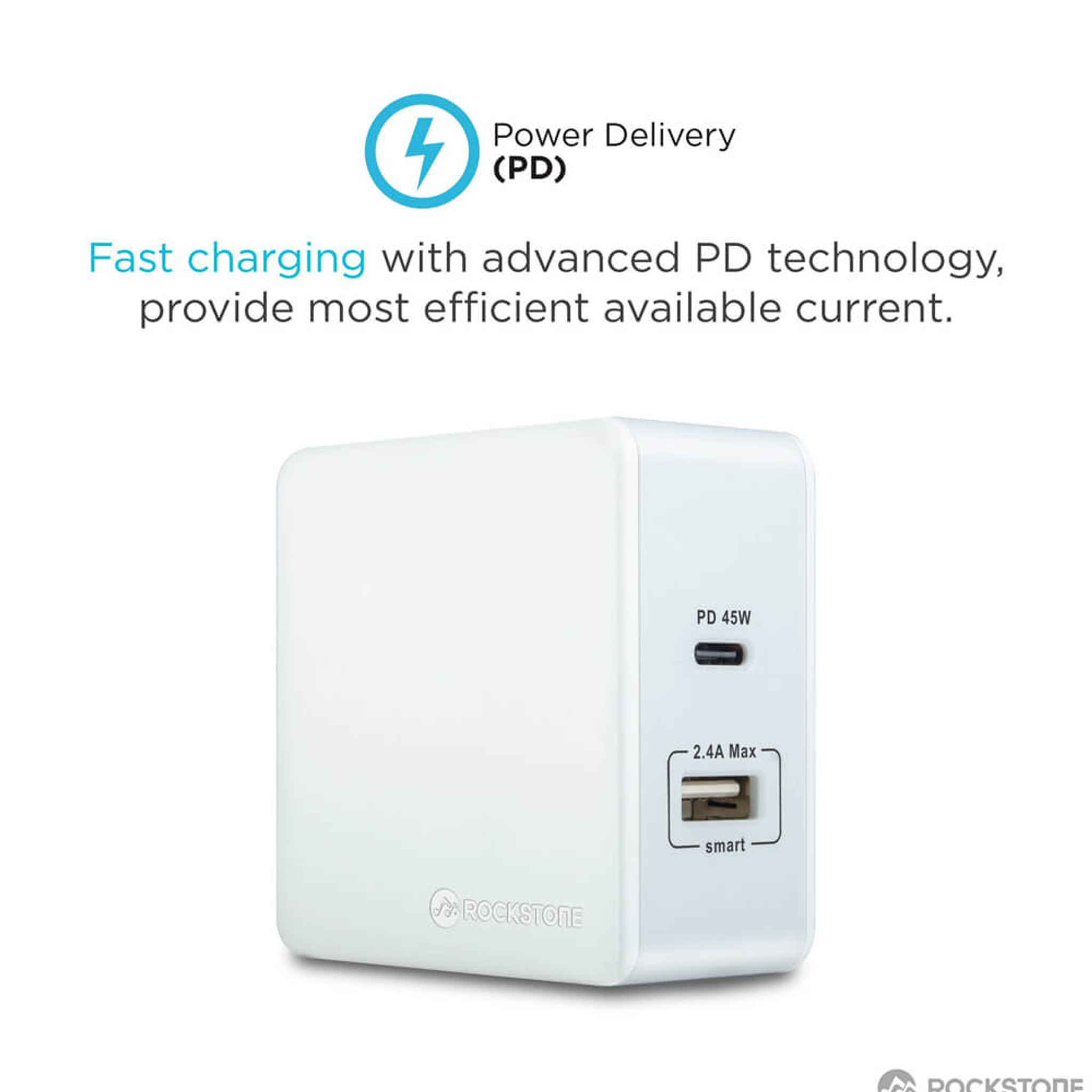 Rockstone PD45 Power Delivery Wall Charger - The Wireless Age (a Division  of IM Wireless Communications Ltd.)