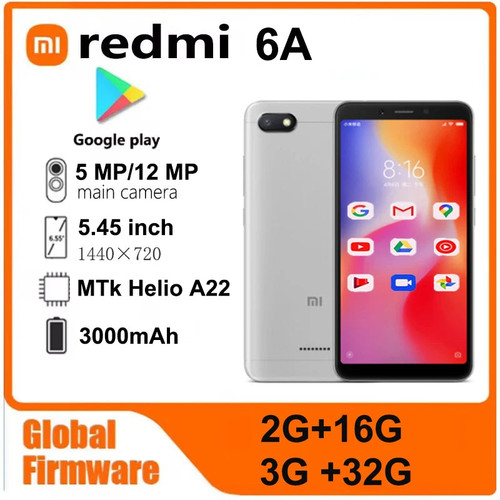 Global firmware Xiaomi Redmi 6A  smartphone5.45"   Facial recognition used phone
