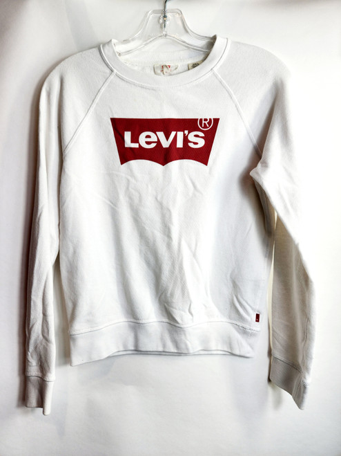 LEVI'S Logo Crew-neck Sweatshirt, White, Size S