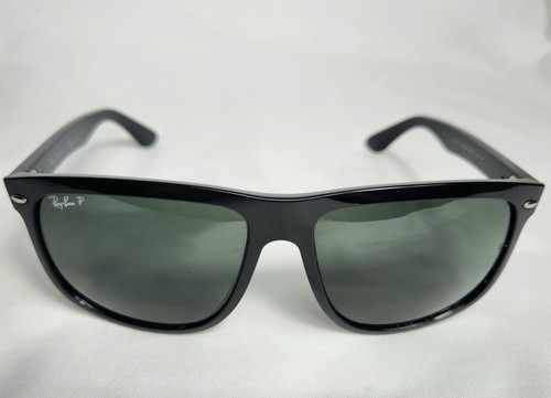 RAY-BAN Boyfriend Sunglasses, Black Frames, Polarized Green Lenses