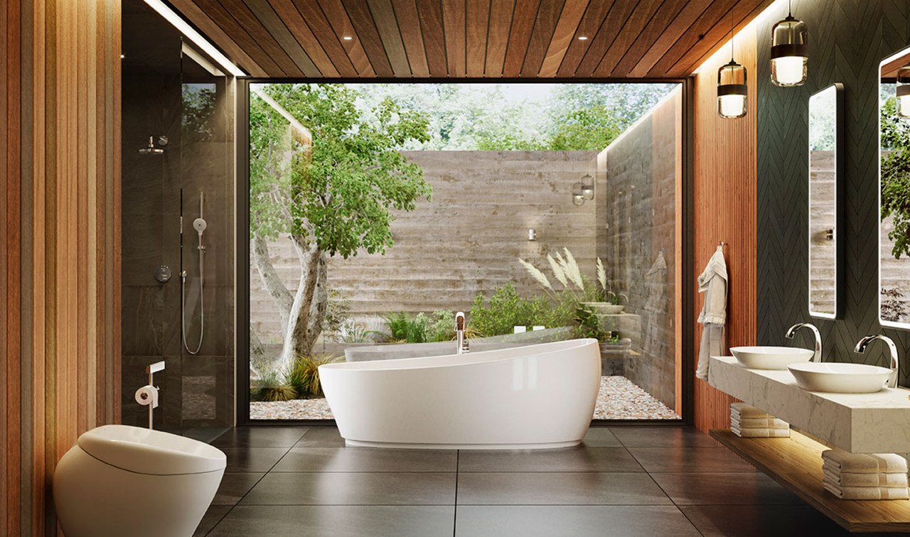 Relaxing bathroom featuring a soak tub