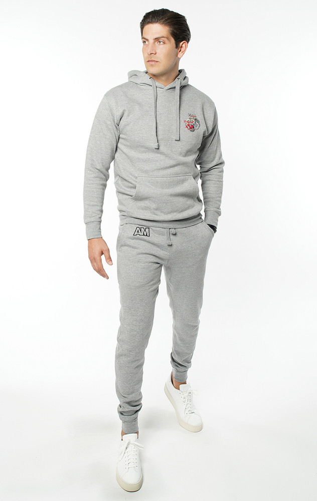 August McGregor Embroidered Blood Hungry Gorilla Hooded Sweatshirt Hoodie in Carbon Grey